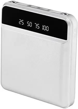 10000mAh Mini Power Bank with Dual USB Ports LCD Display Type-C Input - White - One size 10000mAh Mini Power Bank with Dual USB Ports LCD Display Type-C Input - White - One size