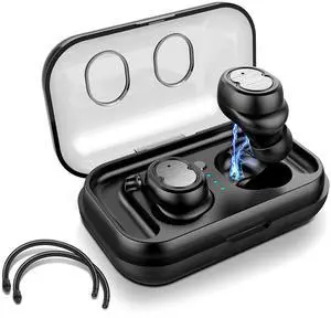 Wireless 5.0 Earbuds IPX4 Touch Stereo Noise Canceling Mic Charging Dock - Black - One size