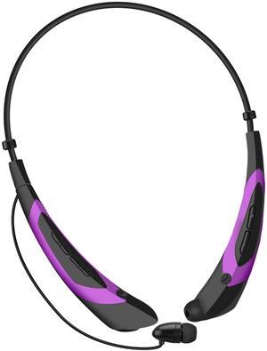 Wireless Neckband Headphones V5.0 Magnetic Earbuds Mic Stereo - Purple - One size