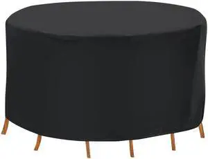 Fresh Fab Finds 91x43in Circular Table Cover UV Outdoor Protector - Black - One size