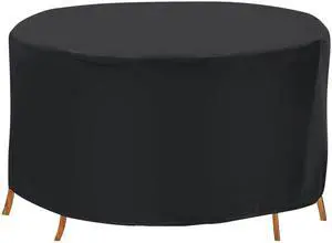 Fresh Fab Finds 73x43in Circular Table Cover UV Outdoor Protector - Black - 4-Seat