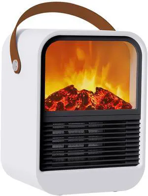 Fresh Fab Finds 1500W Electric Fireplace Heater PTC Flame Tip-Over Safe - White - One size