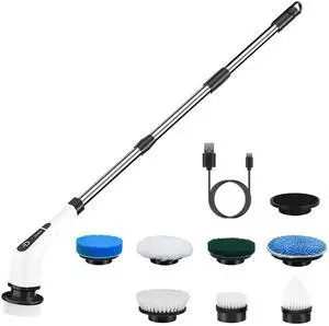 Fresh Fab Finds Cordless Spin Scrubber with 8 Heads & Telescopic Arm - Multi - One size