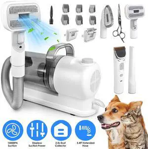 Fresh Fab Finds Pet Grooming Vacuum Kit with 7 Tools, 2.5L Cup, 10000PA Suction - White Fresh Fab Finds Pet Grooming Vacuum Kit with 7 Tools, 2.5L Cup, 10000PA Suction - White