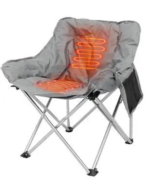 Fresh Fab Finds Heated Camping Chair 3 Heat Levels 264LBS Capacity - Gray - One size
