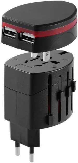 Fresh Fab Finds Universal Travel Power Adapter All-in-One w/ 2 USB Ports - Black - One size Fresh Fab Finds Universal Travel Power Adapter All-in-One w/ 2 USB Ports - Black - One size