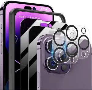 Fresh Fab Finds 2Pcs Privacy Screen + 2Pcs Lens Protector for iPhone 14 Series - Black - One size
