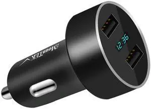 Fresh Fab Finds 15W Dual USB Car Charger Adapter w/ LED Display - Black - One size