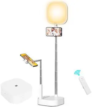 Fresh Fab Finds Dual Phone Selfie Stand w/ Lights & Remote - White - One size Fresh Fab Finds Dual Phone Selfie Stand w/ Lights & Remote - White - One size
