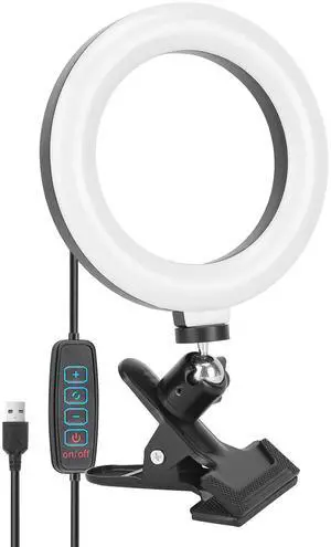 Fresh Fab Finds 6.3in LED Ring Light w/ Clip & 3 Light Modes - Black - One size Fresh Fab Finds 6.3in LED Ring Light w/ Clip & 3 Light Modes - Black - One size
