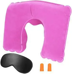 Fresh Fab Finds Inflatable U Shape Travel Pillow - Pink - One size