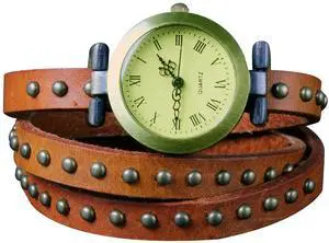Fresh Fab Finds Rivet Leather Retro Watch Hand Chain - Orange Red - One size