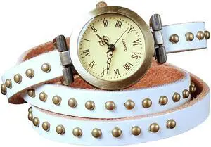 Fresh Fab Finds Rivet Leather Retro Watch Hand Chain - White - One size