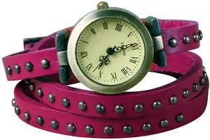 Fresh Fab Finds Rivet Leather Retro Watch Hand Chain - Pink