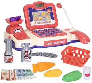 Fresh Fab Finds Kids Cash Register Pretend Play Toy w/ Scanner Calculator for 3-6 - Pink - One size
