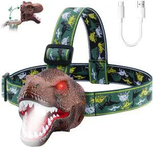 Fresh Fab Finds Dinosaur Headlamp Flashlight w/ Roar Sound & 4 Modes for Kids Camping - Multi - One size