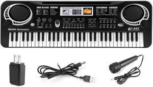 Fresh Fab Finds 61 Keys Digital Music Electronic Keyboard Electric Piano Musical Instrument Kids Learning Keyboard w/ Microphone - Black One size