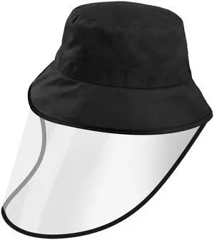 Fresh Fab Finds Fishman Hat Protective Face Shield Removable Sun Bucket Cap Face Cover Protect Against UV Spitting Saliva Dust Wind - Black One size