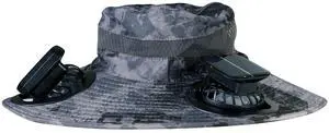 Fresh Fab Finds Outdoor Wide Brim Sun Hat With 2 Rechargeable Fans Solar Powered 3 Wind Speeds UPF50+ Breathable Waterproof Nylon Mesh Outdoor Hat For Hiking Camping - Dark Grey Ink One size