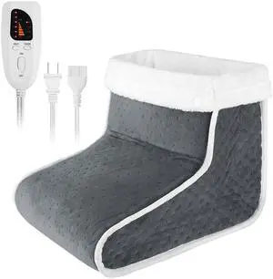 Fresh Fab Finds Heating Pad for Foot Electric Heated Foot Warmer Soft Leg Warmer Boots with 6 Level Heating 4 Level Timing - Gray One size