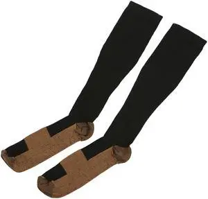 Fresh Fab Finds Unisex Copper Compression Socks Women Man Durable Hose Graduated Support Socks for Running Nursing Shin Splints Edema Swelling Recovery - Black Small