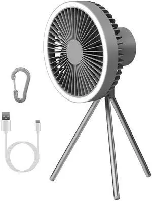 Fresh Fab Finds Camping Fan with Lantern 10000mAh Rechargeable Battery Powered Portable Tripod Fan for Tent with Hanging Hook Carabiner Emergency Power Bank Desk Fan - Black One size