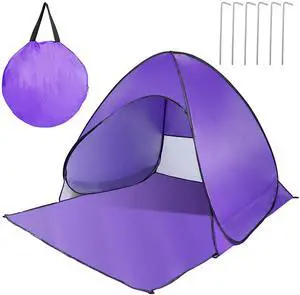 Fresh Fab Finds Pop Up Beach Tent Sun Shade Shelter Anti-UV Automatic Waterproof Tent Canopy for 2/3 Man w/ Net Window Storage Bag for Outdoor Beach Camping Fishing - Purple One size