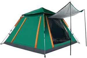 Fresh Fab Finds 4-5 Person Camping Tent Outdoor Foldable Waterproof Tent with 2 Mosquito Nets Windows Carrying Bag for Hiking Climbing Adventure Fishing - Green One size