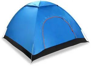 Fresh Fab Finds 4 Persons Camping Waterproof Tent Pop Up Tent Instant Setup Tent w/2 Mosquito Net Doors Carrying Bag Folding 4 Seasons for Hiking Climbing Adventure - Blue One size