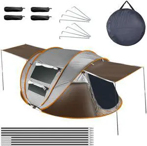 Fresh Fab Finds 5-8 Person Pop Up Tent Automatic Setup Camping Tent Waterproof Instant Setup Tent with 4 Tent Poles 2 Mosquito Net Windows Carrying Bag for Hiking Climbing - Khaki One size Fresh Fab Finds 5-8 Person Pop Up Tent Automatic Setup Camping Tent Waterproof Instant Setup Tent with 4 Tent Poles 2 Mosquito Net Windows Carrying Bag for Hiking Climbing - Khaki One size