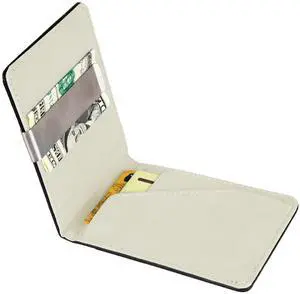 Fresh Fab Finds Unisex PU Leather Wallet RFID Blocking Slim Bifold Credit Card Holder with Money Clip White One size
