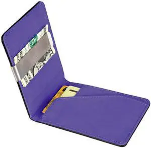 Fresh Fab Finds Unisex PU Leather Wallet RFID Blocking Slim Bifold Credit Card Holder with Money Clip Purple One Size
