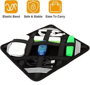 Fresh Fab Finds Tablet Case Organizer Elastic Band Tablet Sleeve For 9.7in Tablets w/ Double-sided Design For Mouse Earphone Card Black One size