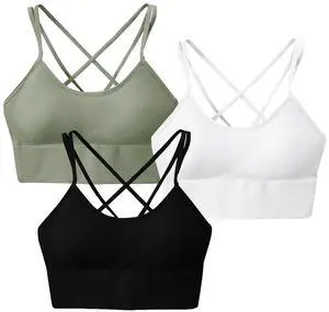 Fresh Fab Finds 3Packs Women Cross Back Sport Bras Padded Strappy Medium Support Bras Sexy Fitness Tank Tops with Removable Pads for Gym Yoga Workout Running Multi Large Fresh Fab Finds 3Packs Women Cross Back Sport Bras Padded Strappy Medium Support Bras Sexy Fitness Tank Tops with Removable Pads for Gym Yoga Workout Running Multi Large