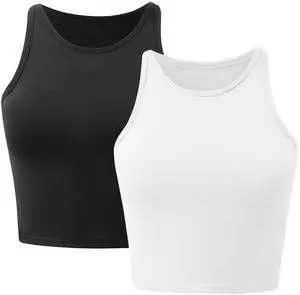 Fresh Fab Finds Women Sleeveless Cropped Tank Top High Neck Crop Racer Back Workout Top Machine Washable Summer S M L XL 2XL Black 2XL Fresh Fab Finds Women Sleeveless Cropped Tank Top High Neck Crop Racer Back Workout Top Machine Washable Summer S M L XL 2XL Black 2XL