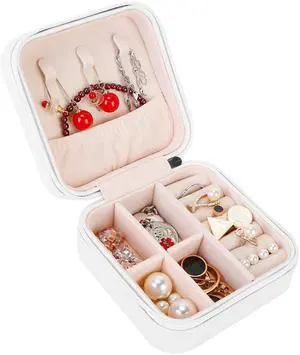 Fresh Fab Finds Mini PU Jewelry Storage Box for Rings, Earrings, Necklaces Travel Gift Case - White - One size Fresh Fab Finds Mini PU Jewelry Storage Box for Rings, Earrings, Necklaces Travel Gift Case - White - One size