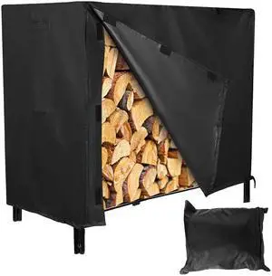 Fresh Fab Finds 4FT Firewood Log Rack Cover Waterproof UV & Wind Resistant 48x24x42in Oxford Fabric - Black - One size Fresh Fab Finds 4FT Firewood Log Rack Cover Waterproof UV & Wind Resistant 48x24x42in Oxford Fabric - Black - One size