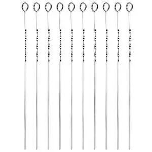 Fresh Fab Finds 10Pcs 16" Stainless Steel V-Shape BBQ Skewers Set for Meat, Shrimp, Chicken, Grill - Gray - One size Fresh Fab Finds 10Pcs 16" Stainless Steel V-Shape BBQ Skewers Set for Meat, Shrimp, Chicken, Grill - Gray - One size