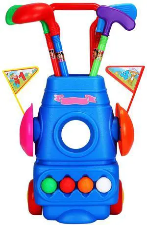 Fresh Fab Finds Toddler Golf Set w/ 4 Balls, 4 Clubs, 2 Holes & Cart for Ages 35 Indoor Outdoor - Multi - One size