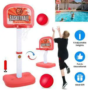 Fresh Fab Finds 2-in-1 Poolside Basketball Game Set w/ 2 Balls for Indoor Outdoor Water Play - Red - One size