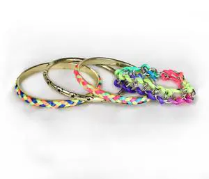 Fresh Fab Finds 4-Piece Colorful Woven Burnished Gold Bracelet Set - Multi - One Size