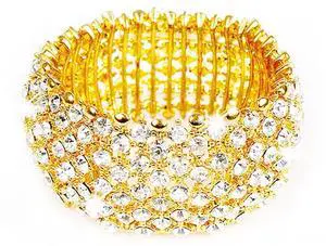 Fresh Fab Finds Noble Burnished Gold Bracelet with Bling Rhinestones Elegant Style - Yellow - One size Fresh Fab Finds Noble Burnished Gold Bracelet with Bling Rhinestones Elegant Style - Yellow - One size