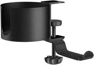 Fresh Fab Finds 2-in-1 Desk Cup Holder w/ 360° Rotating Headphone Hanger Space Saver for Office/Home - Black - One Size Fresh Fab Finds 2-in-1 Desk Cup Holder w/ 360° Rotating Headphone Hanger Space Saver for Office/Home - Black - One Size