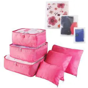 Fresh Fab Finds 9Pcs Travel Packing Cubes Water-Resistant Luggage Organizers for Clothes & Underwear - Hot Pink - One size