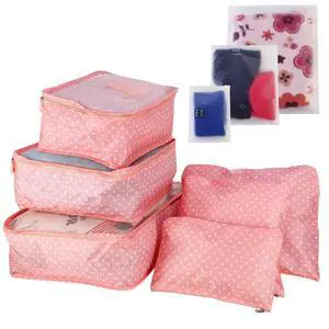 Fresh Fab Finds 9Pcs Travel Packing Cubes Water-Resistant Luggage Organizers for Clothes & Underwear - Pink - One size