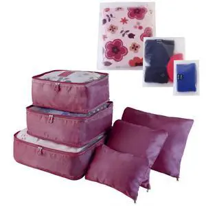 Fresh Fab Finds 9Pcs Travel Packing Cubes Water-Resistant Luggage Organizers for Clothes & Underwear - Burgundy - One size