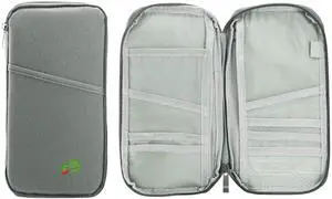 Fresh Fab Finds Travel Passport Wallet w/ 12 Slots for Cards, Tickets, ID & Phone Zipper Case - Silver - One Size