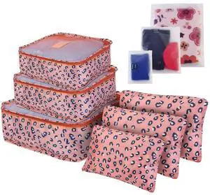 Fresh Fab Finds 9Pcs Travel Packing Cubes Water-Resistant Luggage Organizers for Clothes & Underwear - Leopard - One size
