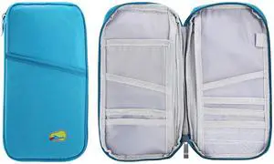 Fresh Fab Finds Travel Passport Wallet w/ 12 Slots for Cards, Tickets, ID & Phone Zipper Case - Blue - One size