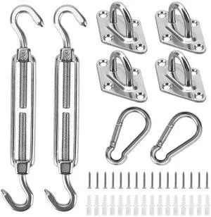 Fresh Fab Finds Sun Shade Sail Hardware Kit for Rectangle/Square Installation - Silver - One size